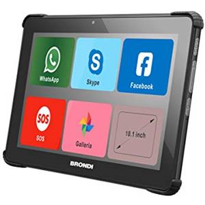 Brondi Chi Parla Brondi Amico Tablet 10.1 pollici, Wi-Fi e Rete 3G, Dual SIM standard, Sistema operativo Android, con Icone Grandi e Funzionalità Cellulare, Nero
