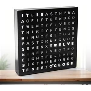 Generic Orologio a Parole LED Illuminato, Orologio da Scrivania Elettronico, con Doppia Opzione di Posizionamento, Parete o Scrivania, Regolazione Multi-Modalità e Display a Testo Luminoso, Nero