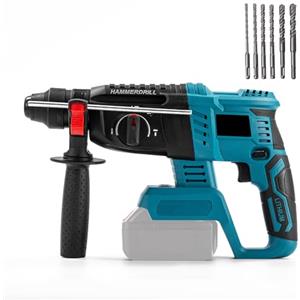 Honeyhouse Martello perforatore professionale a batteria Mak-ita 18 V, 7.0 Joule, 4500 giri/min, 3 modalità: foratura, trapano a martello, scalpello, motore brushless, martello con set di 6 scalpelli (senza
