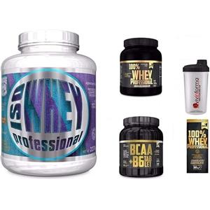 Multi Marca Proteine del siero di latte in polvere con isolate 100% ISO WHEY zero glutine Kg 2,2 Muscle Center + Proteine siero latte 100% WHEY 250g e Aminoacidi BCAA Gold's Nutrition + Shaker + OMAGGIO Biotech