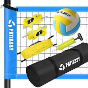 Patiassy 9,75 m x 0,9 m rete da pallavolo professionale all'aperto giardino con pali in acciaio regolabile in altezza, rete in nylon resistente, pallone da pallavolo in PU e borsa per il trasporto