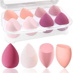 DUAIU Set di spugne per trucco, 4 colori, spugne per trucco per liquido, crema e polvere, spugna per fondotinta senza lattice con 1 supporto per spugna, 8 pezzi