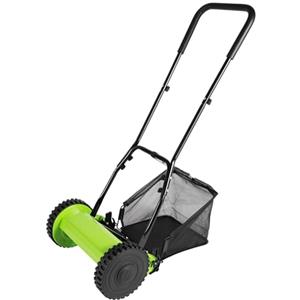 TouTToNG Tagliaerba manuale con larghezza di taglio di 300 mm, tosaerba con 5 lame, 23 l, capacità massima di 12-45 mm, altezza di taglio regolabile