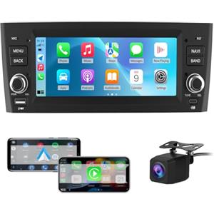 Hexinex Autoradio 1 DIN per Fiat Grande Punto (2005-2012) 6,86 Android 15 Car Radio con Bluetooth Wireless CarPlay Android Auto WIFI GPS FM RDS Comandi al volante Telecamera posteriore (2GB+64GB)
