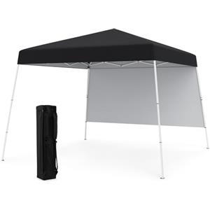 COSTWAY Gazebo Pop-up da Esterno 3 x 3 m, Gezebo Pieghevole con 1 Parete Laterale, Zaino Portatile e 4 Picchetti, Tendone Impermeabile e Resistente per Campeggio e Feste (Nero)