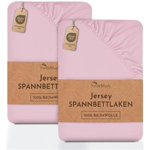 NatureMark Lenzuolo matrimoniale in jersey in confezione da 2 pezzi, lenzuolo matrimoniale 100% cotone QUALITÀ DEL ÖKOTEX Standard 100, 90 x 200 cm - 100 x 200 cm, Rosa