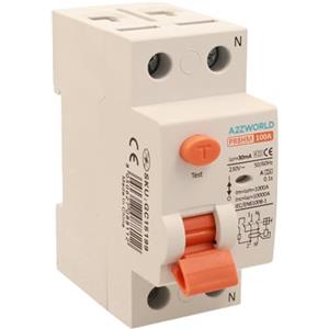 A2ZWORLD Interruttore Differenziale Puro Tipo A, Salvavita 100A, RCCB 1P+N 10kA 30mA 220V, 2 Moduli DIN, Serie PR8HM Elettromagnetica, Certificato IEC61008-1