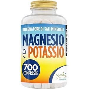 Noebis Pharma Magnesio e Potassio 700 Compresse - Magnesio Citrato e Potassio Citrato - contro Stanchezza e Fatica Fisica, Caldo, Sali Minerali Organici Altamente Assimilabili - Fornitura di Lunga Durata (1)