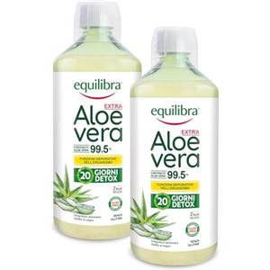Equilibra Aloe Vera da Bere, 100% Pura Polpa di Aloe, 2x1000 ml per 40 Giorni, Azione Depurativa e Lenitiva, Senza Zuccheri, con Polisaccaridi, Da Bere Puro o Diluito in Acqua
