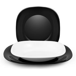 HH Lifestyle Servizio di Piatti da Tavola 18 Pezzi Black White