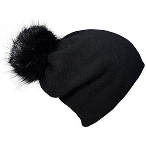 DonDon Berretto Beanie Invernale con pompon rimovibile per cambiare da Donna calda e morbida - nero
