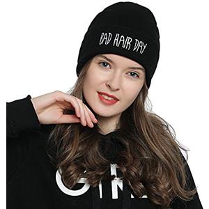 DonDon Berretto Donna Invernale Beanie nero Statement - BAD HAIR DAY