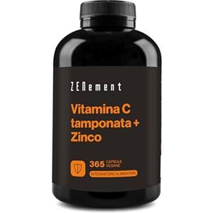 Zenement Vitamina C Tamponata con Bisglicinato di Zinco - 1000 mg di Vitamina C + 10 mg di Zinco Elementare per Dose Giornaliera (2 capsule) - PH Neutro, Delicata per lo Stomaco - Sistema Immunitario - Vegano