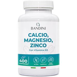 Bandini® Calcio Magnesio Zinco Vitamina D3 + K2 MK7 | 400 Compresse Vegetariane | con Rame, Selenio, Manganese, Boro | Multivitaminico ad Alto Assorbimento | Ossa Muscoli Pelle Capelli Immunità
