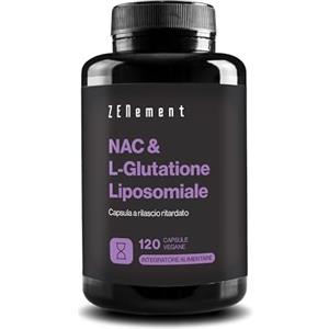 Zenement NAC con L-Glutatione Liposomiale - Formula Avanzata con N-Acetilcisteina e Glutatione ad Alta Assorbimento - Capsule Vegane a Rilascio Ritardato, Senza Additivi - 120 Capsule, 4 Mesi - Zenement