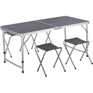 AVANTI TRENDSTORE Faro - Set da Campeggio, Composto da 5 Pezzi: 1 Tavolo Pieghevole e 4 sgabelli Pieghevoli in Alluminio. Dimensioni: Tavolo Lap ca. 120x60x70 cm e sgabelli Lap ca. 32x29x34 cm