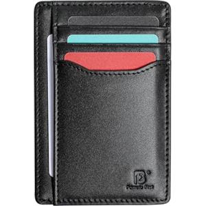 Pomelo Best Portafoglio RFID Blocco per Uomo - Portacarte Minimalista Leggero con Sacchetto in Velluto, Portacarte di Credito Anti-Pirateria (Nero)