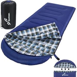 Sportneer Flanella Sacco a Pelo Invernale Per Adulti 220 x 85 cm, Sacchi a Pelo 4 Stagioni con Cappuccio Staccabile Portatile per Trekking Campeggio Alpinismo Viaggi Escursionismo