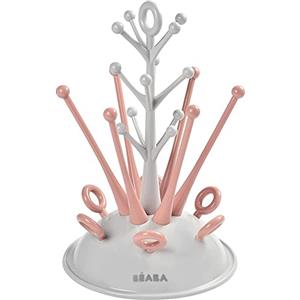 BÉABA - ScolaBiberon, Consente di Asciugare 6 Biberon e Accessori, Vaschetta Rimovibile per il Recupero dell'Acqua, Stendino pratico ed Ingegnoso, Rosa