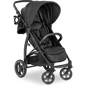 hauck Rapid 4D Air, Nero - Passeggino 0 Mesi a 22 kg - Ruote Gonfiabli Davanti e di Gomma Dietro, Schienale e Maniglione Regolabile, UPF 50+, Cesto Portaoggetti, Portabibite, Chiusura ad una Mano