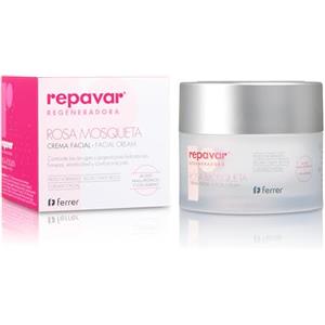 Repavar - Crema Viso Idratante - Rosa Mosqueta, Acido Ialuronico e Collagene - Arricchita con Vitamina E e Burro di Karitè - Rigenera la Pelle e Rallenta i Segni dell'Invecchiamento - 50 ml