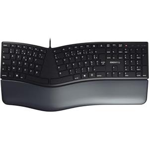 CHERRY KC 4500 ERGO, Tastiera Ergonomica, Layout per la Francia (AZERTY), Con Filo, Poggiapolsi Imbottito con Memory Foam, Tastierina Arcuata, Nero