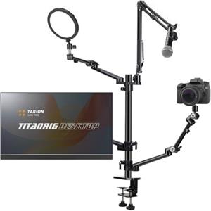 TARION Supporto Fotocamera da Tavolo con Braccio: Supporto DSLR Morsetto Flessibile da Tavolo con Bracci Snodato per Anello Luminoso Microfono Fotografia Video Streaming Titanrig Desktop