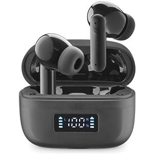 cellularline TONE Auricolari TWS Bluetooth In-Ear con ENC (Environmental Noise Cancelling), 4 Microfoni, Display LED, Total Play Time 20 Ore, Nero