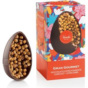 Venchi - Uovo di Cioccolato Gran Gourmet Nocciolato Extra Fondente 70%, 540 Gr, Cioccolato Fondente con "Nocciola Piemonte IGP" Intere, Senza Glutine, Con Sorpresa Pantone, Collezione Pasqua Venchi