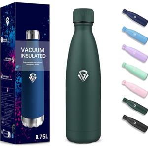 Motswedi Borraccia Termica, 750 ml Senza BPA, Borraccia, Isolamento Sottovuoto a Doppia Parete, Borracce Acciaio Inox, 304 Acciaio Inossidabile, Bottiglia Termica per Campeggio, Palestra - Verde militare