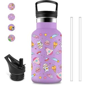 Mujigaga Borraccia Bambini, 350ml Borraccia Termica, Borraccie con Cannuccia, Borracce con Cannuccia, Facile da Trasportare, Borracce per Scuole, Ufficio, Caffè, Viaggio