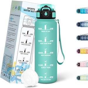 Mulbijeo Borraccia 1 Litro, senza BPA, Borraccia Palestra, A Prova di Perdite & Riutilizzabile, Bottiglia Motivazionale, Indicatore del Tempo, Borraccia Palestra per Palestra, Ciclismo, Ufficio