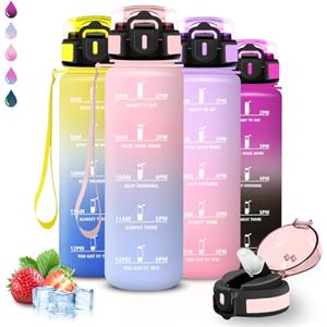 Grsta Borraccia 1 litro, Borraccia con Cannuccia, Senza Perdite, Water Bottle Motivazionale, Facile da Pulire, Bottiglia Trekking, Con Slogan Motivazionale, Water Bottle per Sport, Escursionismo, Ciclismo