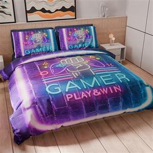 PETTI Artigiani Italiani - Set Copripiumino Singolo 135x200 cm (1 Federa 80x80 cm Inclusa), Parure Copripiumino Microfibra con Stampa Digitale Gamer - Made in Italy