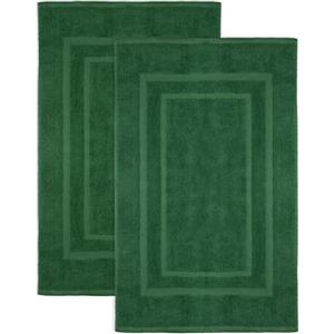 NatureMark Set di 2 Tappeti da Bagno 50x80 cm - Cotone Spugna 800 g/m² - Tappeti Bagno Spessi e Altamente Assorbenti - Asciugatura Rapida - Senza Base in Gomma - Verde Scuro