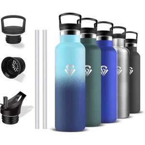 Grsta Borraccia Termica, 500ml Borraccia, Senza BPA, Borracia con Cannuccia, Senza Perdite, Bottiglia Termica, Acciaio Inossidabile 18/8, Borracce Termiche per Campeggio, Uffici, Viaggio, Palestra, Yoga
