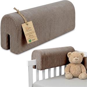 Totsy Baby Paracolpi lettino neonato antisoffoco 80 cm - Protezione schiuma per lettino fasciatoio e culla per i bordi del letto o della culla per bambini da 1 a 3 anni Velluto a coste Marrone