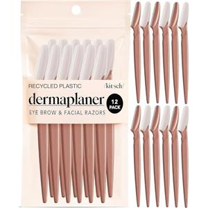 Kitsch Dermaplaning Tool - Rasoi per il viso da donna, rasoio per sopracciglia e viso per donne, depilazione facciale per donne, rasoio Dermaplane per viso, 12 pezzi (terracotta)