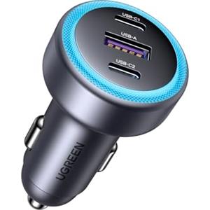 UGREEN Caricatore Auto USB C 30W con 3 Porte, Presa Accendisigari Type C Ricarica Rapida PD QC 3.0, Compatibile con iPhone 17 Pro Max Air/16/15/14/13/12, Samsung Galaxy S25/24, Pixel 10 9