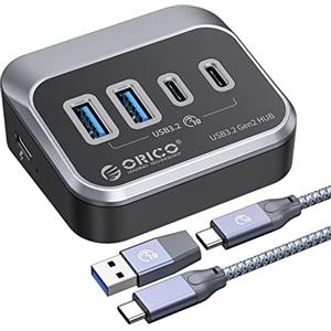 ORICO 4 Porte USB3.2 Gen2 Hub con 2 Tipo C, 2 Tipo A, Sdoppiatore USB C/A con cavo dati da 0.5m, 10Gbps Multi USB Adattatore per computer desktop, Laptop