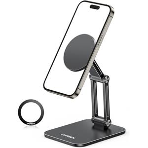 UGREEN Supporto Magnetico Magsafe da Tavolo Pieghevole con Anello in Metallo, Porta Cellulare Scrivania, Compatibile con iPhone 16 Plus Pro Max/15/14/13, Galaxy S23 Nero
