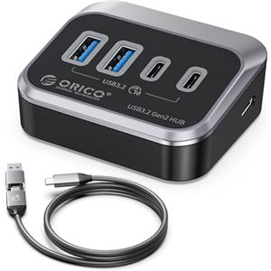 ORICO 4 Porti USB 3.2 Gen2 Hub con 2 USB-A e 2 USB-C, Splitter-USB compatibile per iMac, MacBook, Mac Mini, 10Gbps Hub USBC con cavo 2 in 1 da 1 m