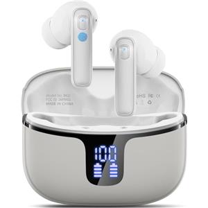 Ordtop Cuffie Bluetooth, 2026 Auricolari Bluetooth 5.3 con 4 HD ENC Cancellazione Rumore Mics, 40 Ore HiFi Stereo Cuffiette Bluetooth con LED Display, IP7 Impermeabili Cuffie Wireless per Android/iOS