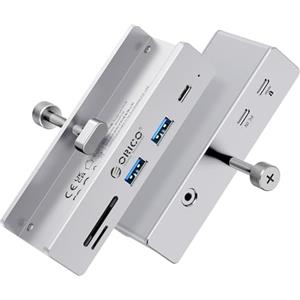 ORICO Hub USB 3.2, 10Gbps Hub-USB in Alluminio con USB-C PD 60W, 6 Porte Distributore USB con 2 Tipo-A 3.2 e 1 Tipo C3.2, Lettore SD/TF 3.0, AUX, Cavo 100cm (C su A/C) per Monitor e Scrivanie