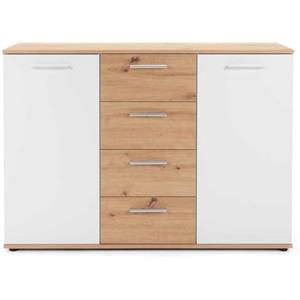 FINORI - Cassettiera in truciolato, 120 x 85 x 35 cm, colore: Bianco