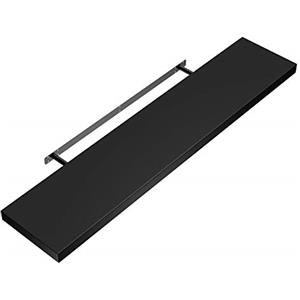 Casaria Mensola da Parete Legno 90cm con Supporto 50-110cm Pensile Bagno 15kg Cucina Libreria Nero