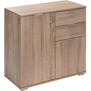 Casaria® Cassettiera Alba 2 Cassetti 2 Ante 71x74x35 cm Mobile Comò Entrata Credenza Effetto Legno Mobiletto Ingresso