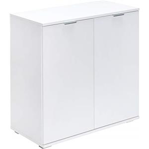 Casaria® Cassettiera Alba 2 Ante con Ripiani 71x74x35cm Comò Armadietto Ufficio Mobiletto Bianco