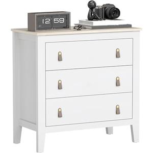 HOMCOM Cassettiera per Camera da Letto, Cassettiera 3 Cassetti con Maniglie in Finta Pelle, Comò Moderno con Guide in Metallo Silenziose per Salotto e Soggiorno, 80x40x78.5 cm, Bianco