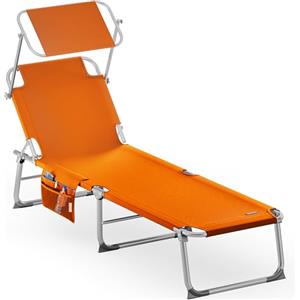 CASARIA® Lettino Ibiza 190x59cm Carico Max 150 Kg Pieghevole Sdraio Alluminio Prendisole Mare Giardino con Tettuccio Trasportabile